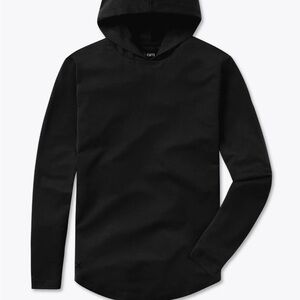 Cuts men’s black elongated long sleeve hooded curved hem shirt XXL